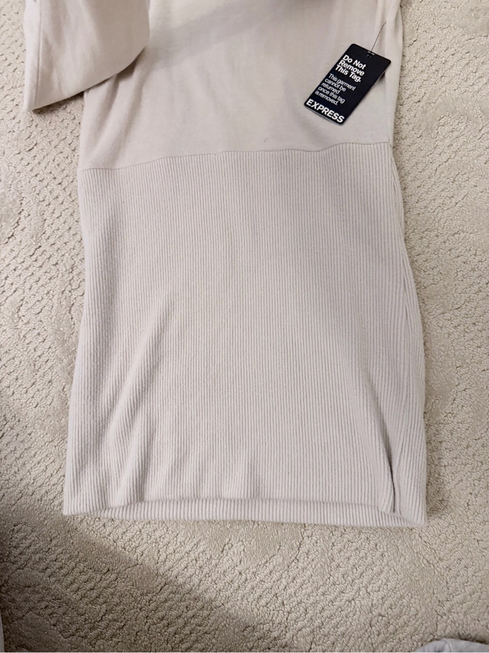 Express Soft Cream Tunic Swear Hoodie Dress XS NWT - Picture 4 of 4